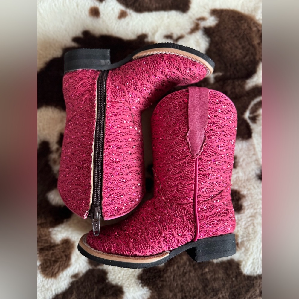 Infant Fuchsia Sparkly Cowboy Boots
